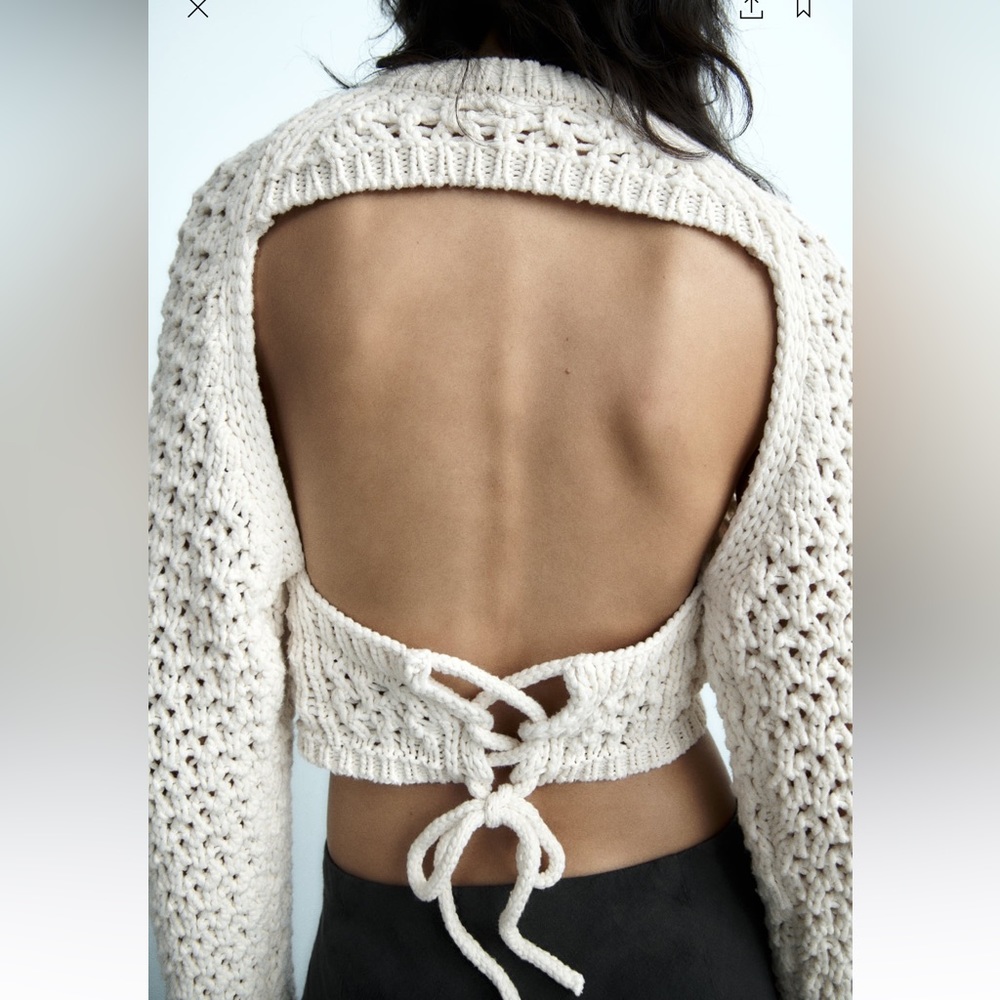 ZARA LIMITED EDITION OPENBACK KNIT CROP TOP SWEATER CARDIGAN